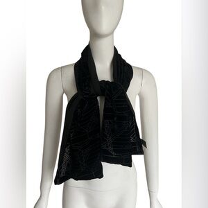 Frank Lloyd Wright MoMA Black Burnout Velvet Scarf Silk Blend Whimsigoth Boho